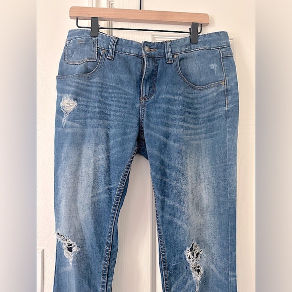 Free People Straight Leg Distressed Jeans - Picture 1 of 4